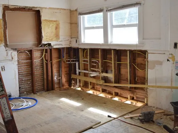 Kitchen gutted for a fix and flip renovation project
